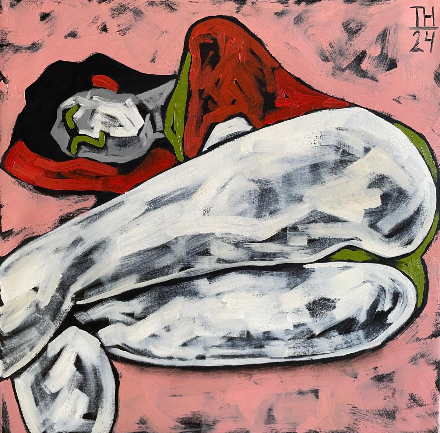 Curled in Time - 24" x 24"